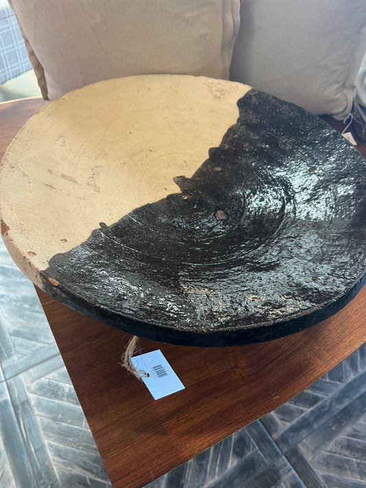wooden pedestal bowl