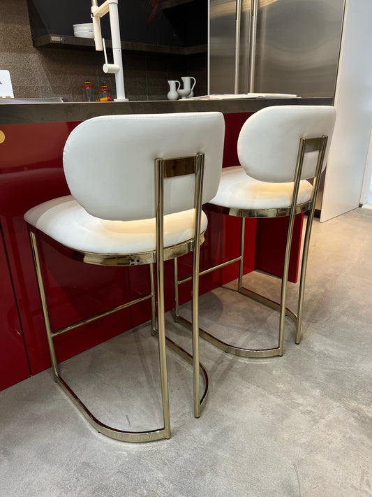 Gold and White Counter Stool