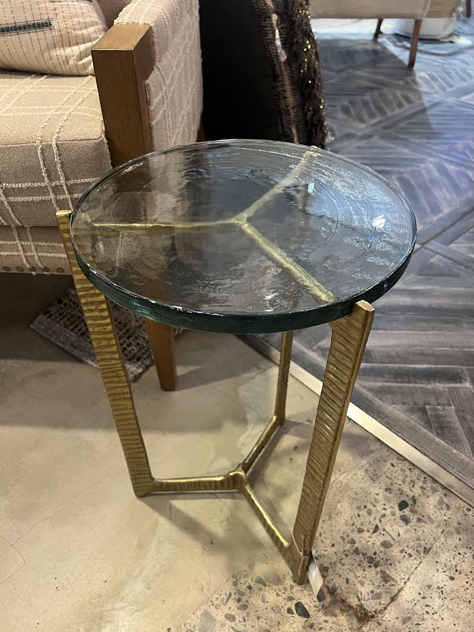 Brass and Glass Top Side Table