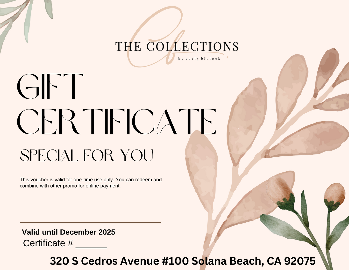 Gift Certificate "THE COLLECTIONS"