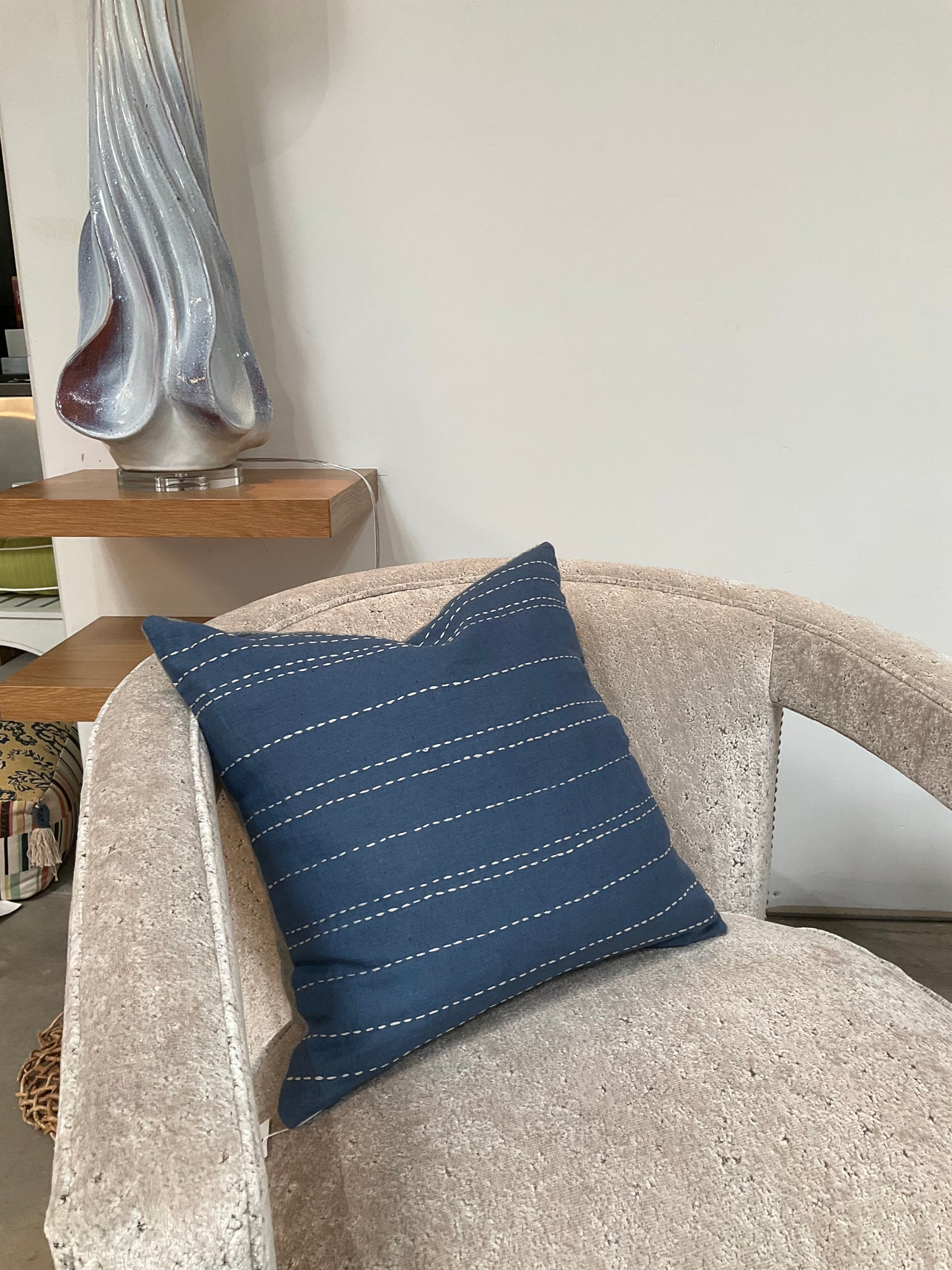 Blue with White Stripped Pillow