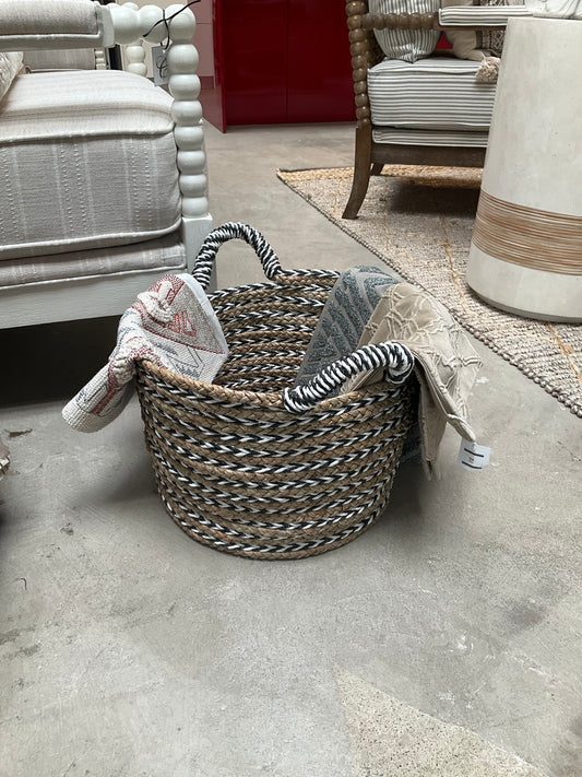 Black, white, tan basket - small
